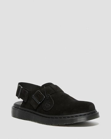 Black Men's Dr Martens Jorge Made in England Suede Slingbacks Strap Sandals | CA 639BEX